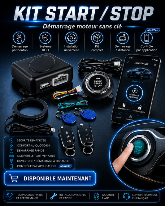 Kit Start/Stop Intelligent avec Démarrage à Distance – Système RFID Universel pour Voiture